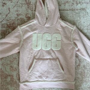 UGG Pink Sherpa-Trim Pullover Hoodie